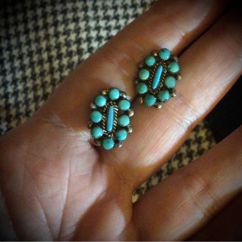 Sterling Silver Zuni Cluster Earrings!